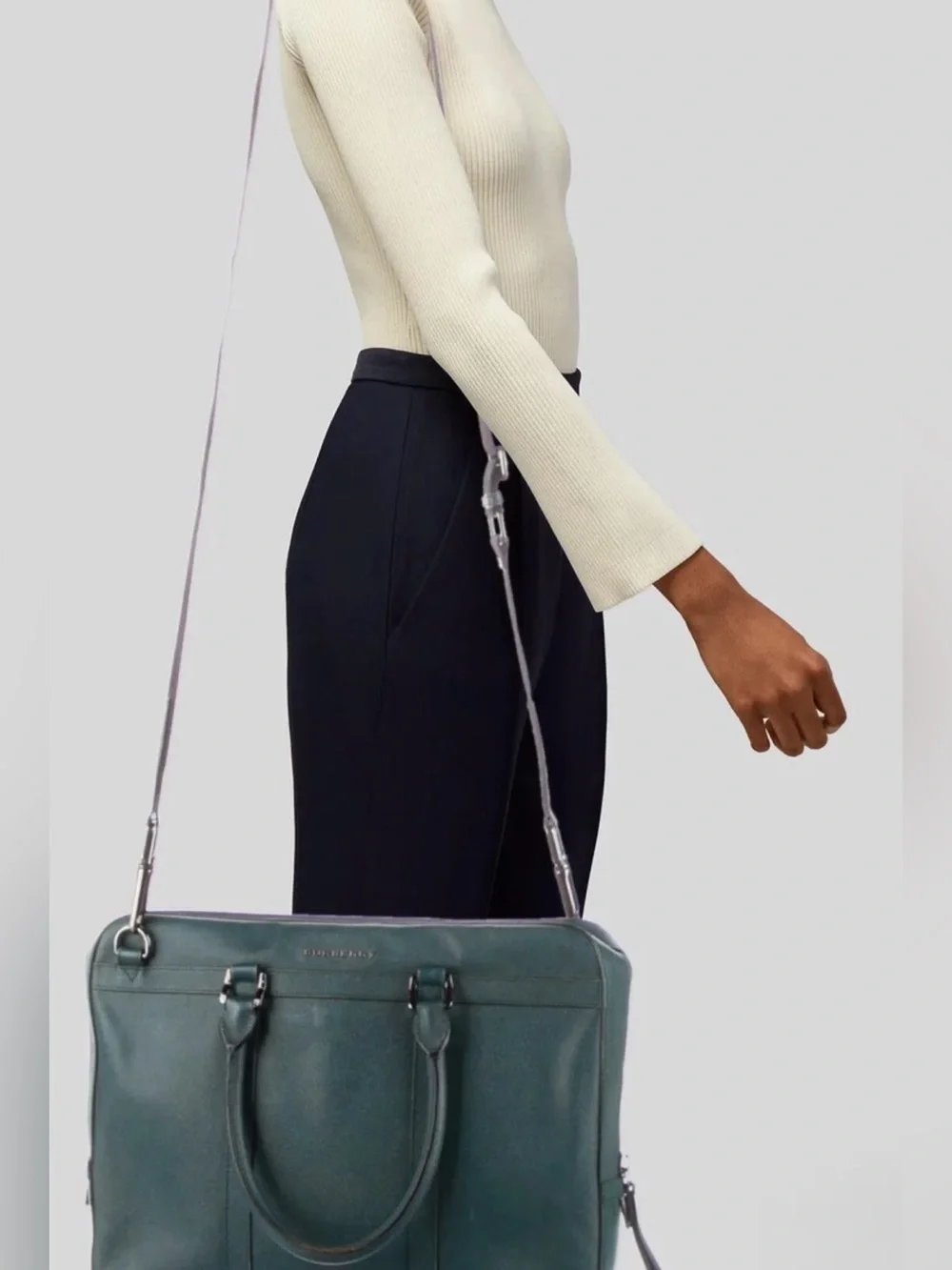 Burberry Newburg Green Leather Briefcase/Slim Professional Bag